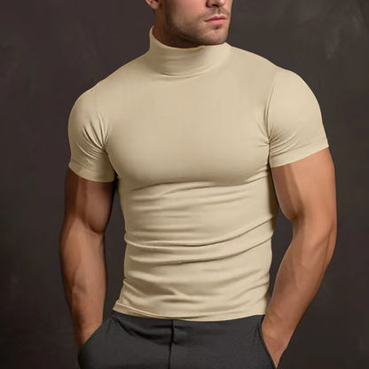 Men's Turtleneck T-shirt – Short Sleeves – Slim Fit – Comfortable & Breathable