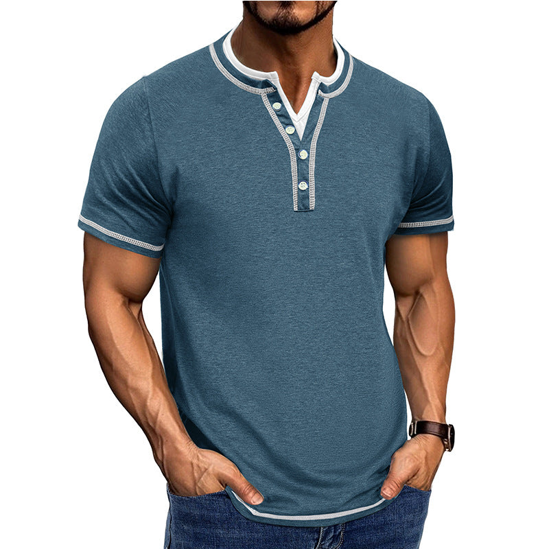 Men's Henley T-shirt – Soft Cotton Feel – Comfortable Fit – Short Sleeve