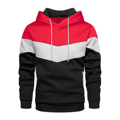 Men's Hoodie – Loose Fit – Color Block Design – Adjustable Hood – Side Pockets