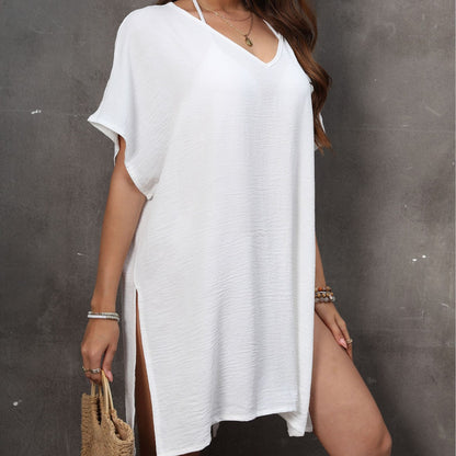 Women's Beach Kimono – Loose Fit – V-Neck – Breathable Lightweight Design – Short Sleeves
