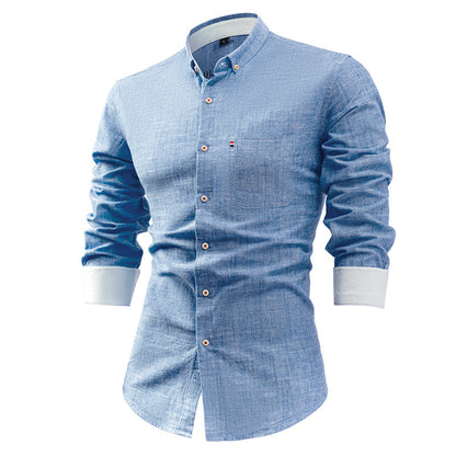 Men's Shirt with Buttons – Slim Fit – Natural Fibers – Long-Sleeved Casual Style