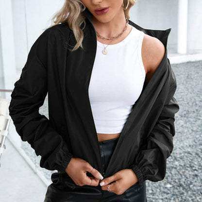 Women's Outdoor Jacket – Waterproof Lightweight – Relaxed Fit – Zipper – Elastic Cuffs