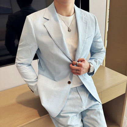 Men's Blazer – Slim Fit – Cotton Linen Blend – Light and Breathable – Single Breasted