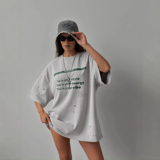 Women's T-shirt – Oversize Fit – Vintage Print – Soft Breathable Quality – Crew Neck
