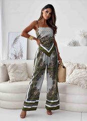Women's Jumpsuit – Luxurious Fabric – Relaxed Fit – Spaghetti Straps – Wide Legs