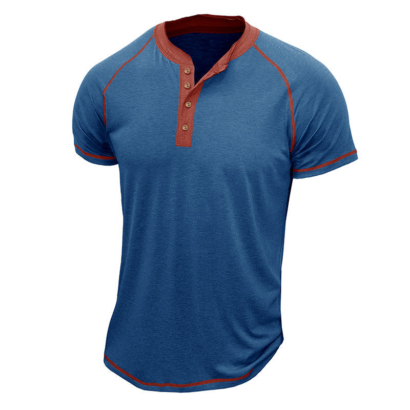 Men's Henley T-shirt – Regular Fit – Short Sleeve – Breathable – Contrast Details
