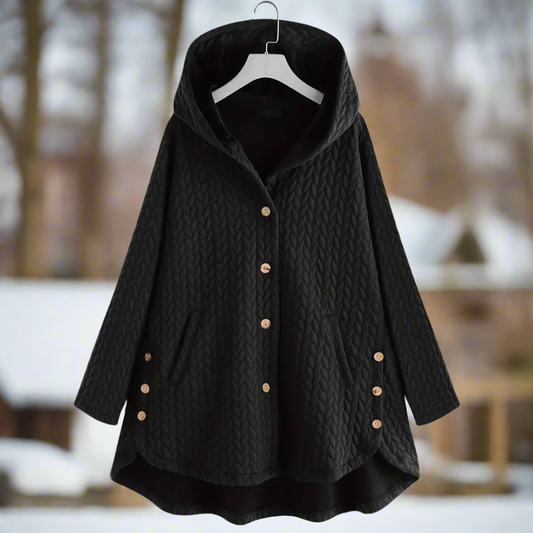 Women’s Jacket - Quilted Knit - Oversized Fit - Hooded - Asymmetrical Hem