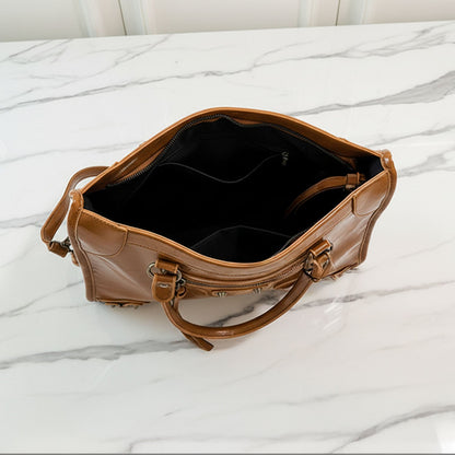 Luna Faux Leather Structured City Bag | Top Handle Shoulder Strap City Bag