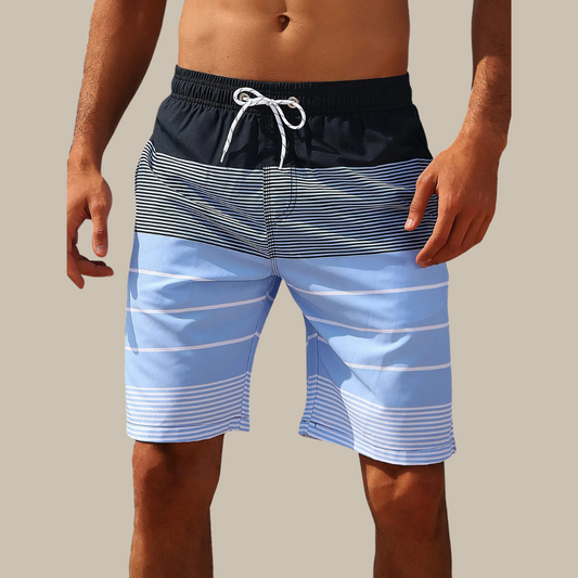 Men's Swim Shorts – Relaxed Fit – Quick-Drying – Drawstring Closure – Color Block Design