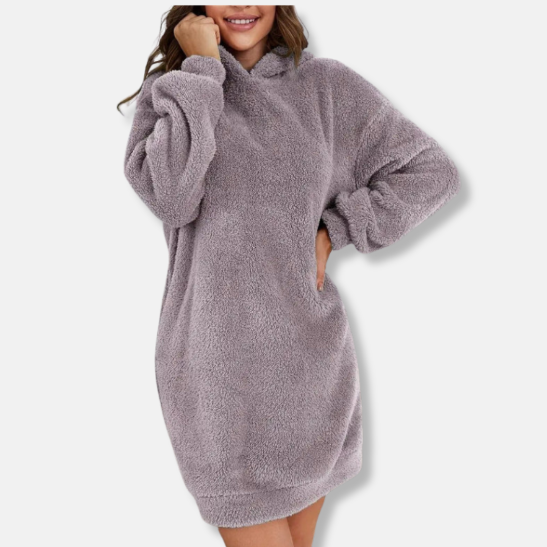 Women's Hoodie Dress – Oversized Fit – Soft Fleece – Long-Sleeved Casual Comfort