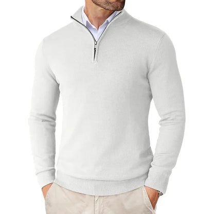 Men's Sweater – Regular Fit – Soft Knit – Zip Collar – Ribbed Edges