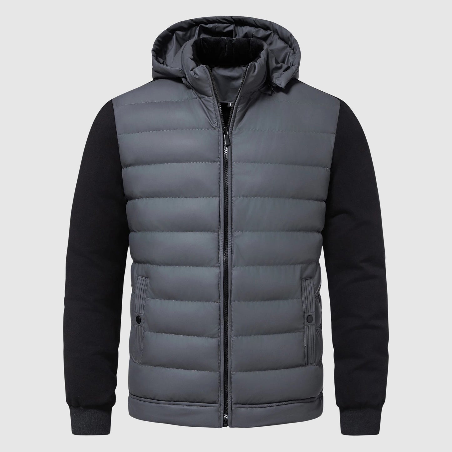 Arthur Quilted Hooded Jacket | Zipper Front Ribbed Cuffs Jacket