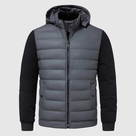 Arthur Quilted Hooded Jacket | Zipper Front Ribbed Cuffs Jacket