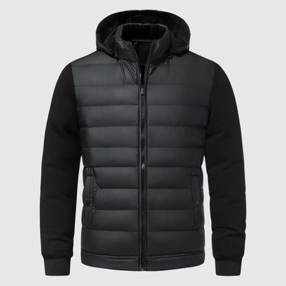 Arthur Quilted Hooded Jacket | Zipper Front Ribbed Cuffs Jacket