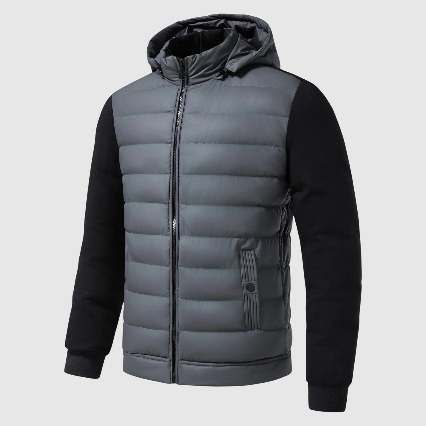 Arthur Quilted Hooded Jacket | Zipper Front Ribbed Cuffs Jacket