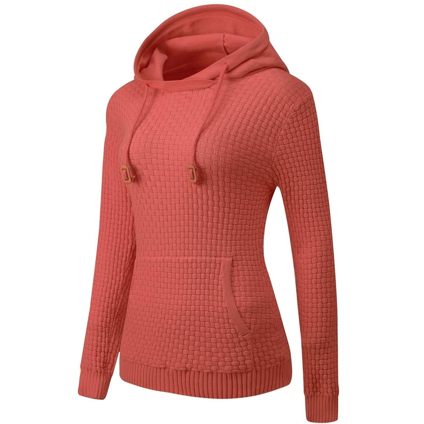 Ava Regular Fit Hoodie | Textured Drawstring Kangaroo Pocket Hoodie