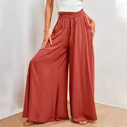 Women's Maxi Skirt - High Waist - Elastic Waistband with Drawstring - Lightweight and Breathable - With Pockets