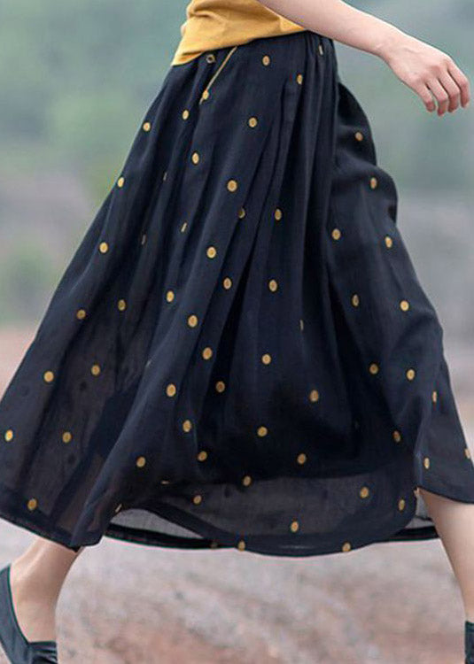 Women's Midi Skirt – Relaxed Fit – Light and Breathable – With Pockets – Retro Polka Dot Pattern