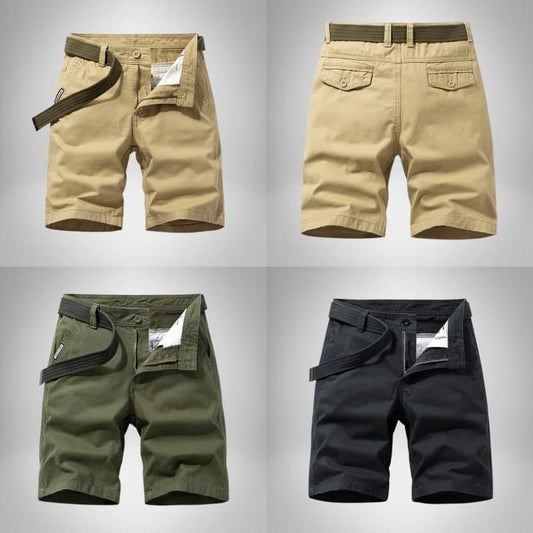 Herre Cargo Shorts - Komfortabel Pasform - Åndbar Bomuld - Med Bælte og Flere Lommer