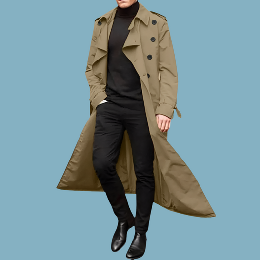 Men's Trench Coat – Tailored Fit – Breathable Cotton – Double Closure