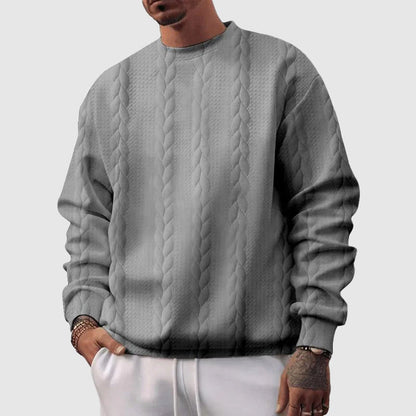 Men's Sweater – Relaxed Fit – Wool Knit – Cable Knit – Ribbed Edges