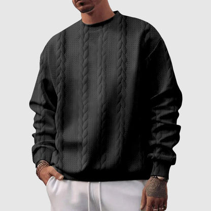 Men's Sweater – Relaxed Fit – Wool Knit – Cable Knit – Ribbed Edges