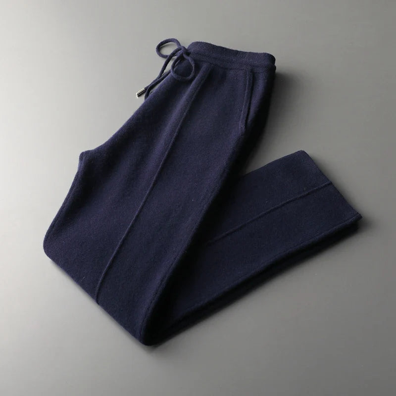 Daisy Wool-Blend Relaxed Fit Trousers | Drawstring Waist Side Pockets Trousers