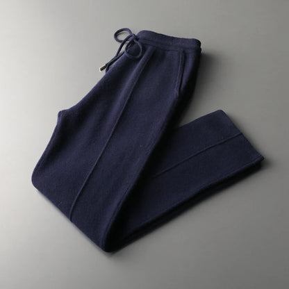 Daisy Wool-Blend Relaxed Fit Trousers | Drawstring Waist Side Pockets Trousers