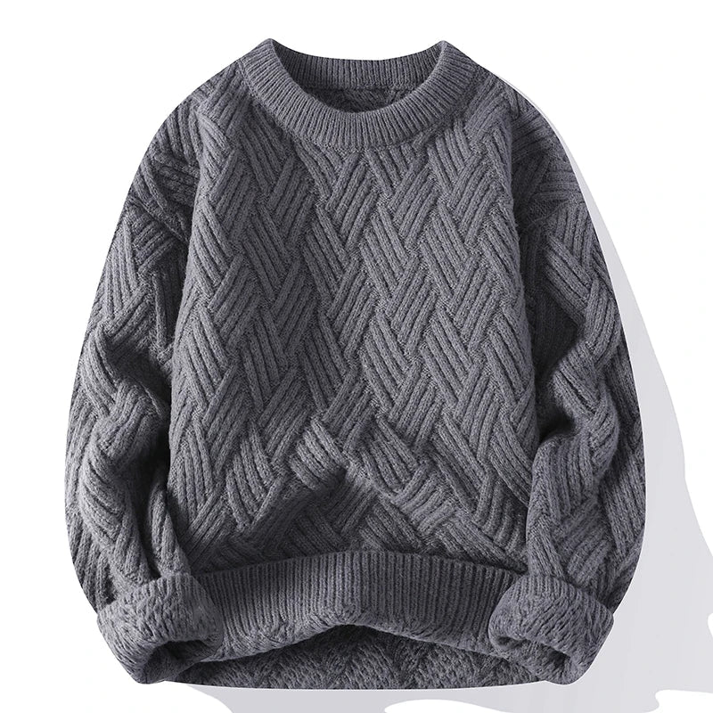 Oscar Relaxed Fit Sweater | Geometric Pattern Ribbed Sweater