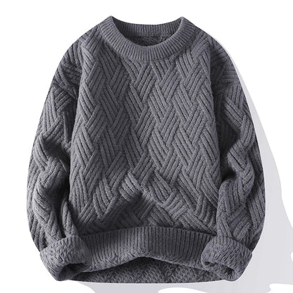 Oscar Relaxed Fit Sweater | Geometric Pattern Ribbed Sweater