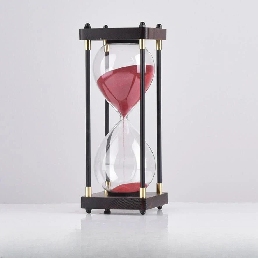Minimalist Glass and Wood Hourglass Timer