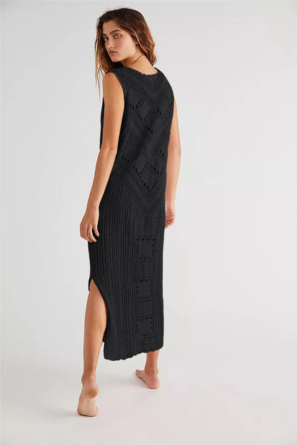 Women's Mesh Dress – Relaxed Fit – V-neck – Breathable Design – Midi Length