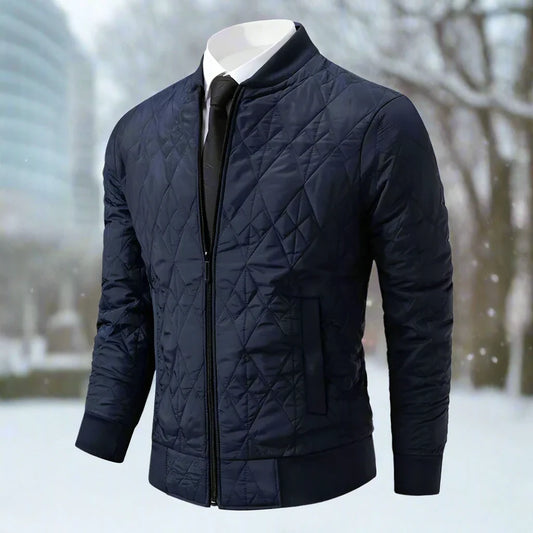 Theodore Regular Fit Bomber Jacket | Quilted Ribbed Zip Front Bomber Jacket