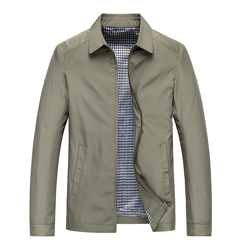 Men's Jacket – Tailored Fit – Water-Resistant – Zipper – Folded Collar