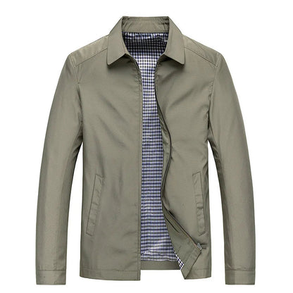 Men's Jacket – Tailored Fit – Water-Resistant – Zipper – Folded Collar