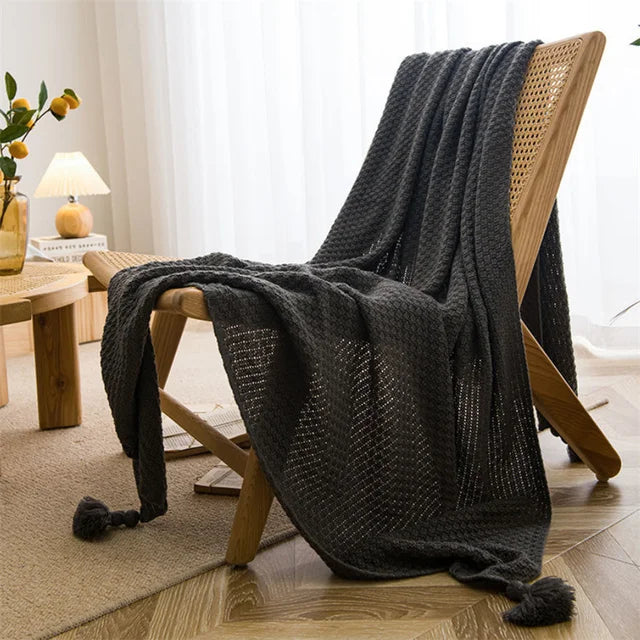 Scandinavian Bamboo Knit Throw Blanket
