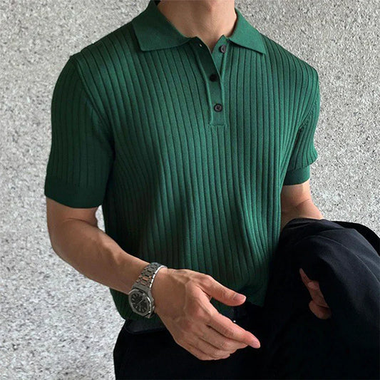 Men's Polo T-shirt – Slim Fit – Soft Rib Knit – Short Sleeve Smart Casual