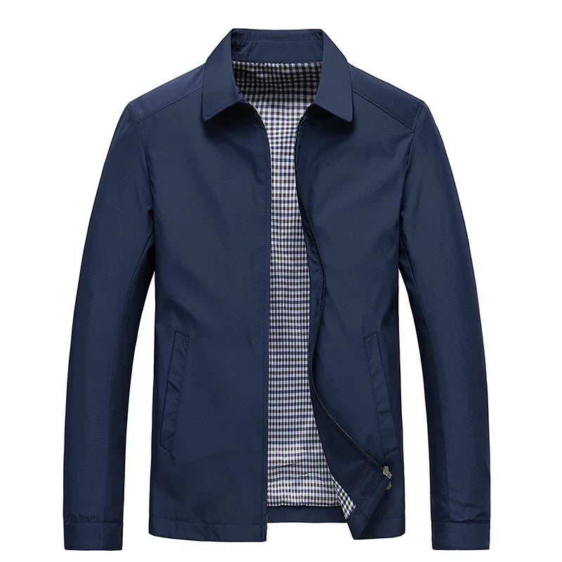 Men's Jacket – Tailored Fit – Water-Resistant – Zipper – Folded Collar