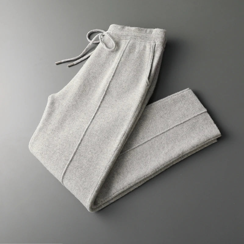 Daisy Wool-Blend Relaxed Fit Trousers | Drawstring Waist Side Pockets Trousers