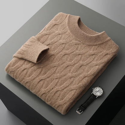 Joshua Textured Cable Knit Mock Neck Sweater | Ribbed Long Sleeve Sweater