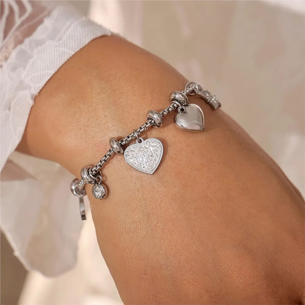 Amelia Adjustable Charm Bracelet | Pave Setting Lobster Clasp Bracelet