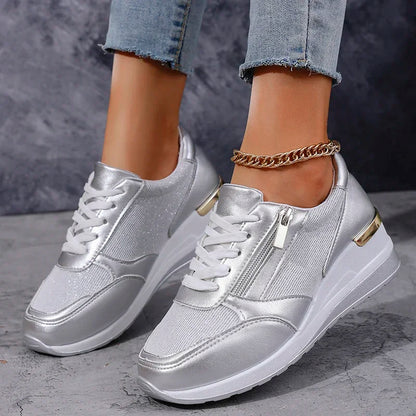 Isla Platform Sneakers | Lace-Up Metallic Accent Platform Sneakers