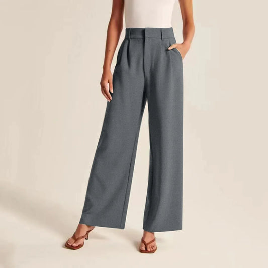 Women's Trousers with Width – High Waist – Tailored Fit – Light Texture – Ankle Length