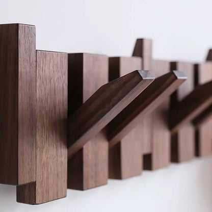 Minimalist Walnut Wood Wall-Mounted Coat Rack