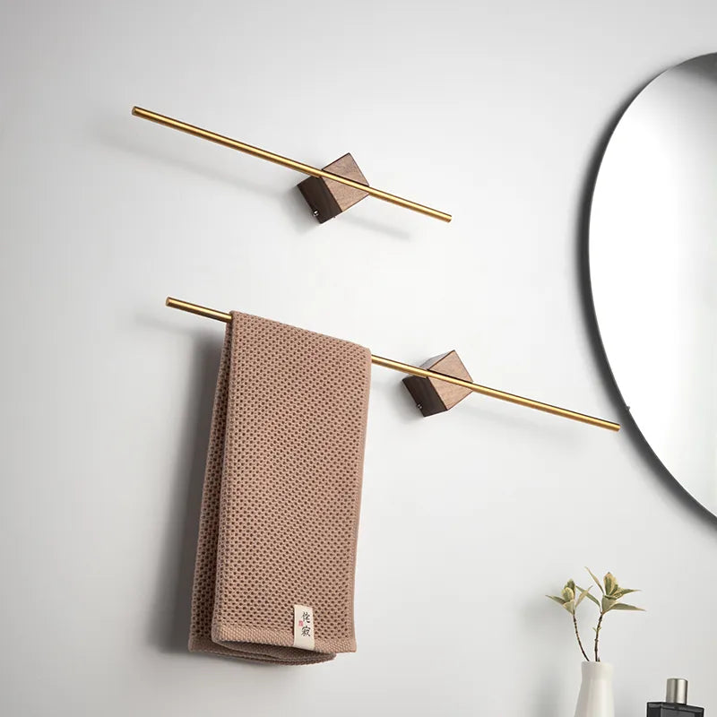 Minimalist Wood and Metal Towel Rack