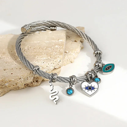 Isabella Twisted Cuff Charm Bracelet | Evil Eye Charms Bracelet