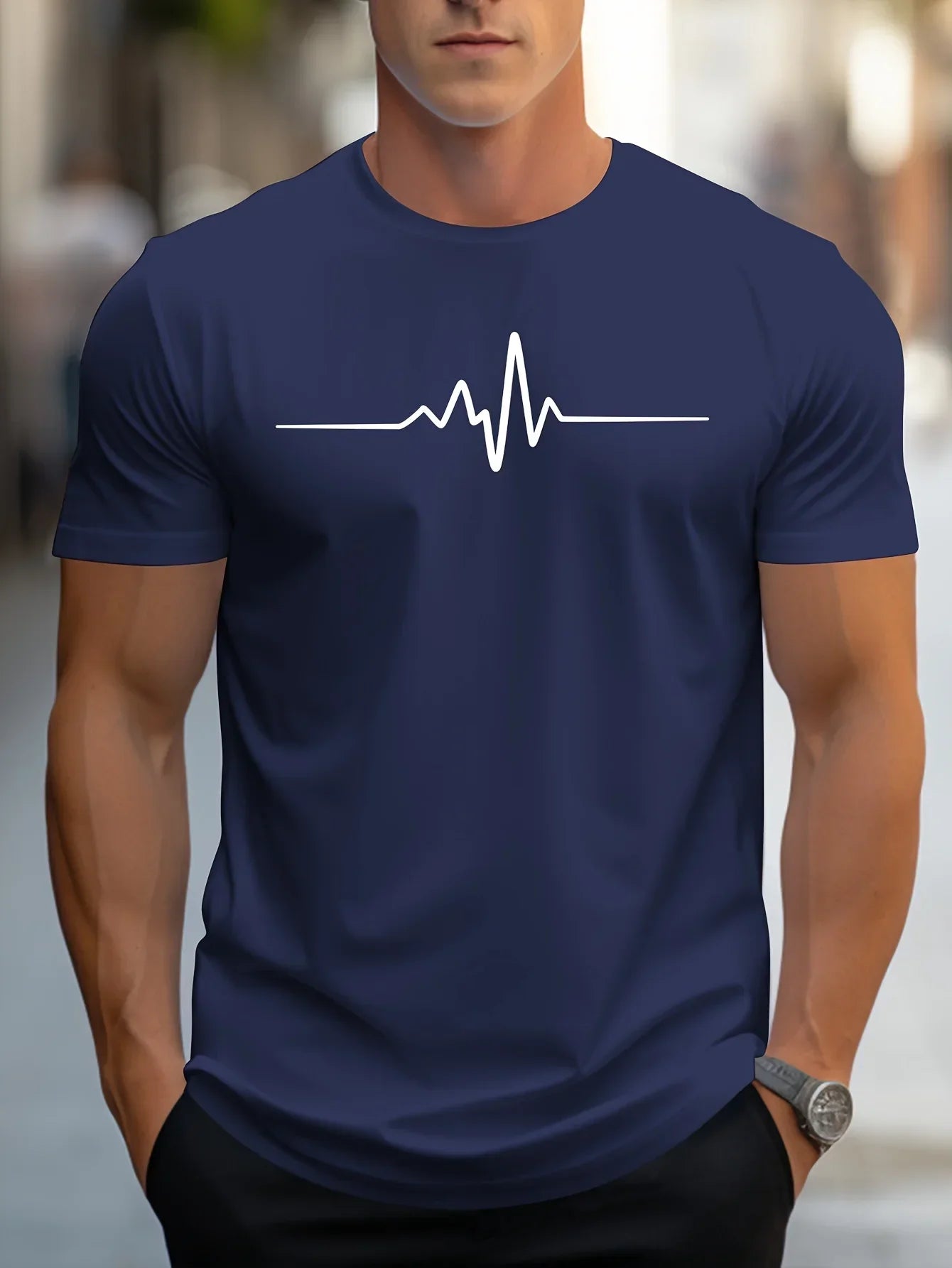 Men's T-shirt – Slim fit – Soft knit – Round neck – Short sleeve – Heart graphic