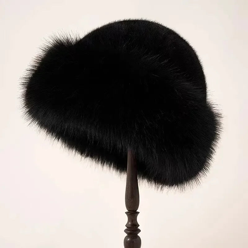 Isla Wool-Blend Rounded Fit Fur Hat | Plush Texture Rolled Brim Hat