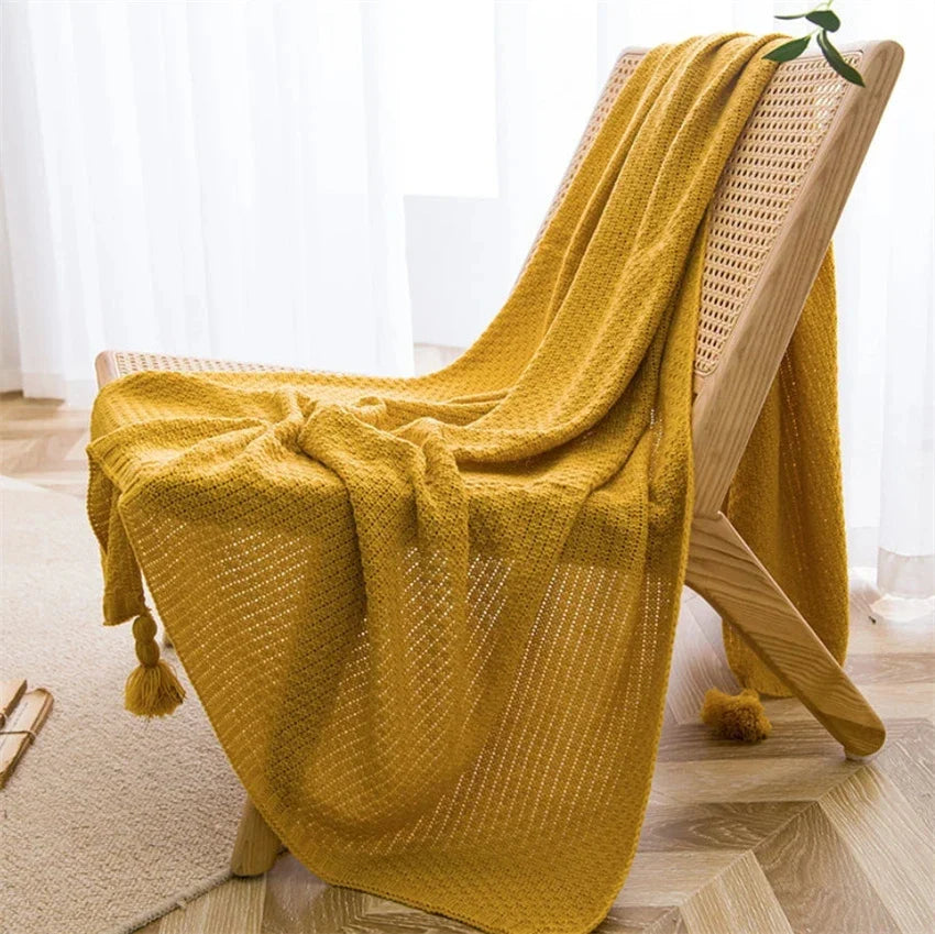 Scandinavian Bamboo Knit Throw Blanket