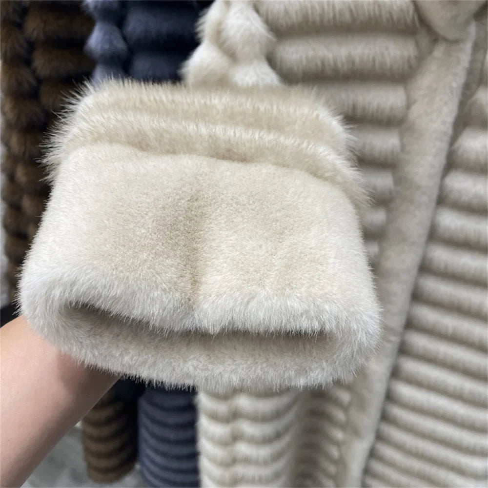 Isla Relaxed Fit Coat | Stand Collar Banded Fur Trim Coat